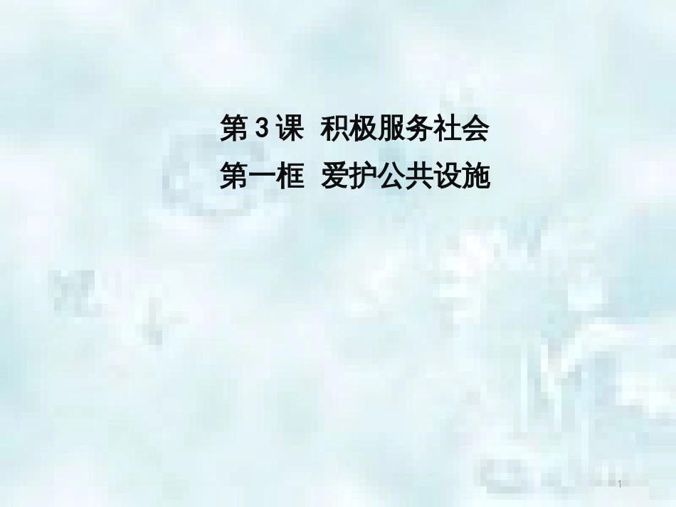 九年级道德与法治上册 第一单元 关注社会发展 第3课 积极服务社会 第1框爱护公共设施优质课件 苏教版_第1页