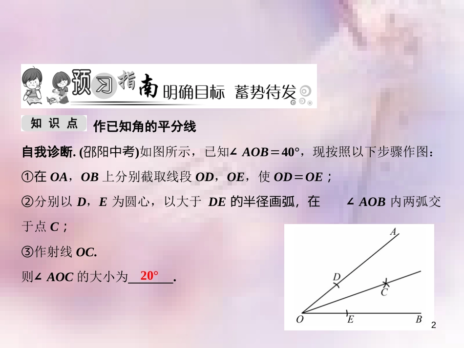 八年级数学上册 第13章 全等三角形 13.4 尺规作图 3 作已知角的平分线课件 （新版）华东师大版_第2页