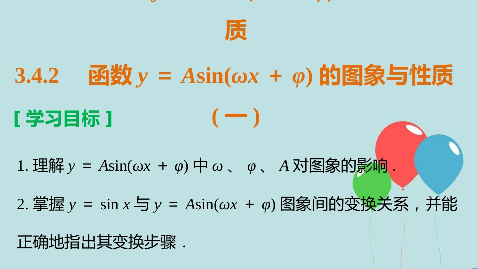 高中数学 第三章 三角函数 3.4 函数y=Asin(ωx+φ)的图象与性质 3.4.2 函数y＝Asin(ωx＋φ)的图象与性质（一）课件 湘教版必修2_第2页