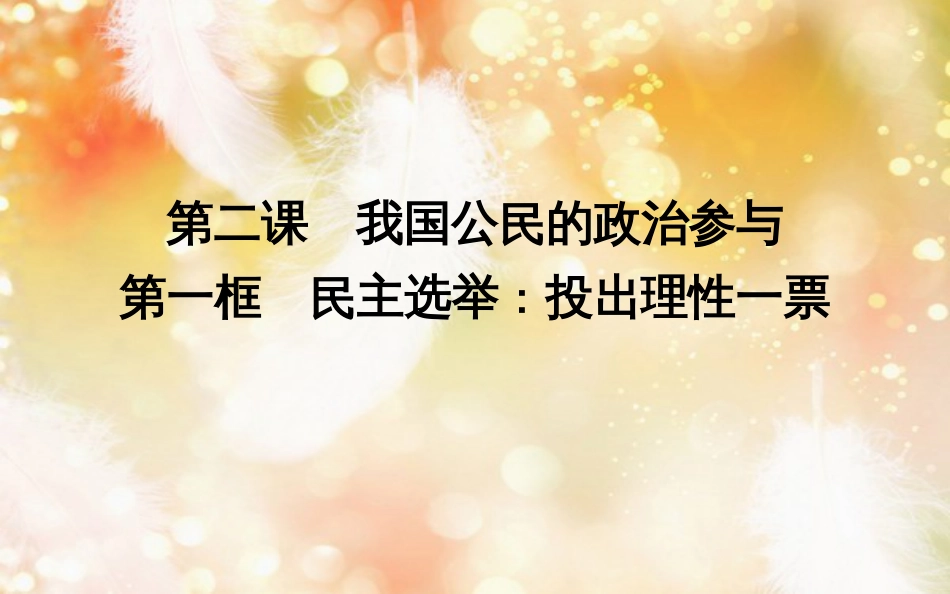 高中政治 第一单元 公民的政治生活 第二课 我国公民的政治参与 第一框 民主选举投出理性一票课件 新人教版必修2_第1页