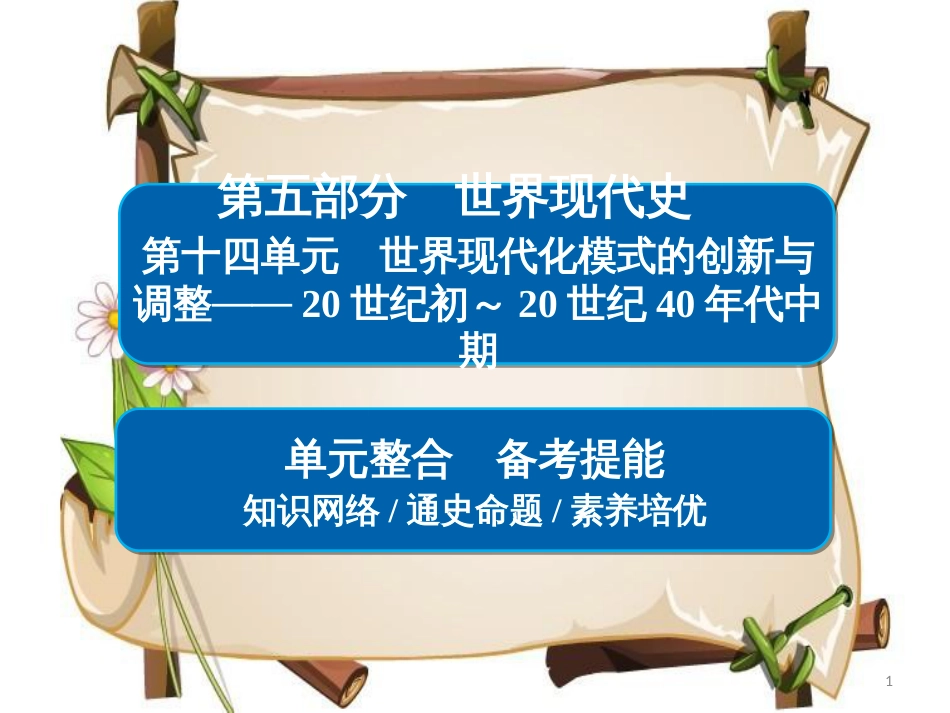 （通史版）高考历史一轮复习 第十四单元 世界现代化模式的创新与调整——20世纪初～20世纪40年代中期单元整合课件_第1页