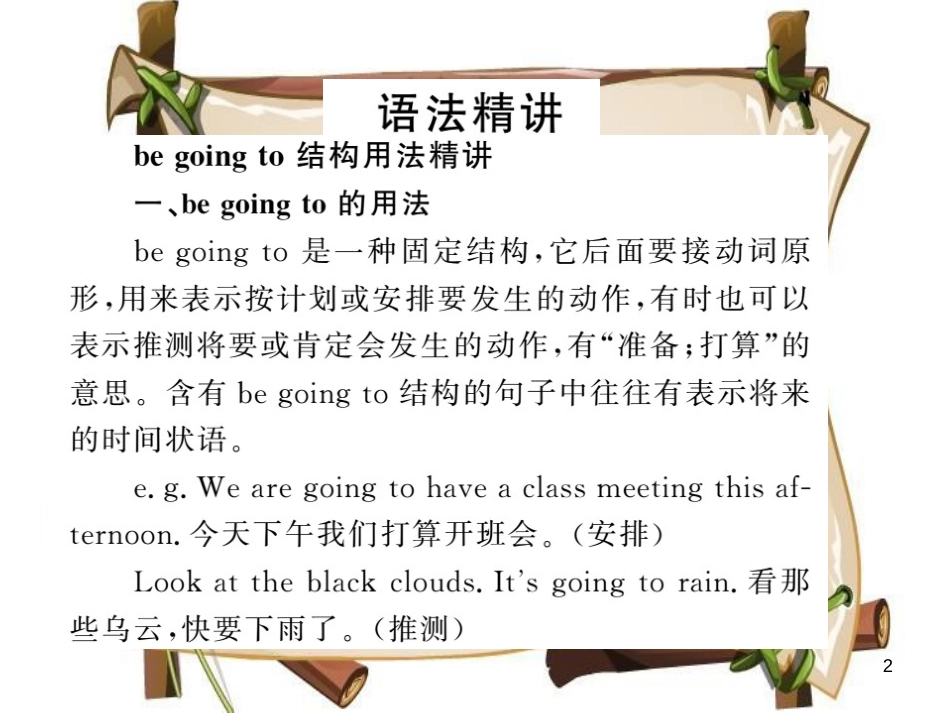 （襄阳专用）八年级英语上册 Unit 6 I’m going to study computer science语法小专题习题课件 （新版）人教新目标版_第2页