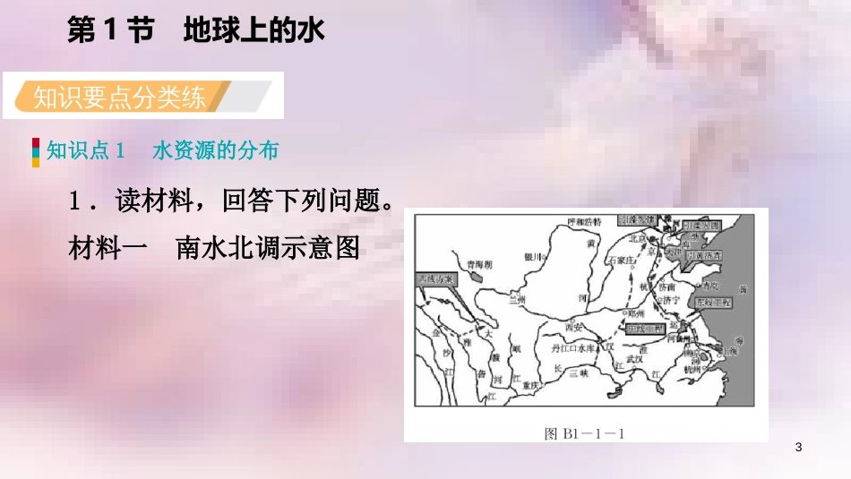 八年级科学上册 第1章 水和水的溶液 1.1 地球上的水 1.1.2 水资源的分布水与生命练习课件 （新版）浙教版_第3页