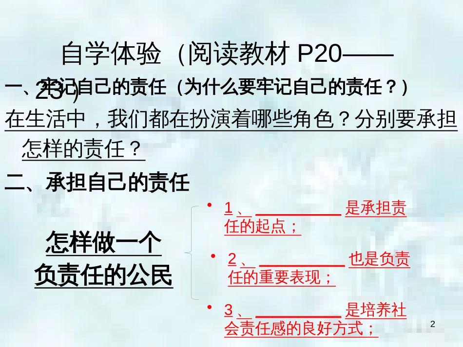 九年级道德与法治上册 第一单元 我们真的长大了 第二课 这是我的责任 第2框 扛起你的责任优质课件 人民版_第2页