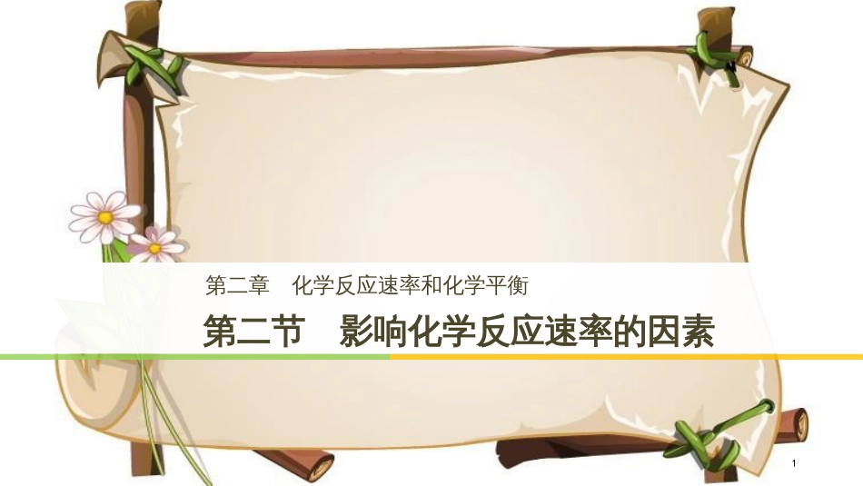 （通用版）高中化学 第二章 化学反应速率和化学平衡 第二节 影响化学反应速率的因素课件 新人教版选修5_第1页