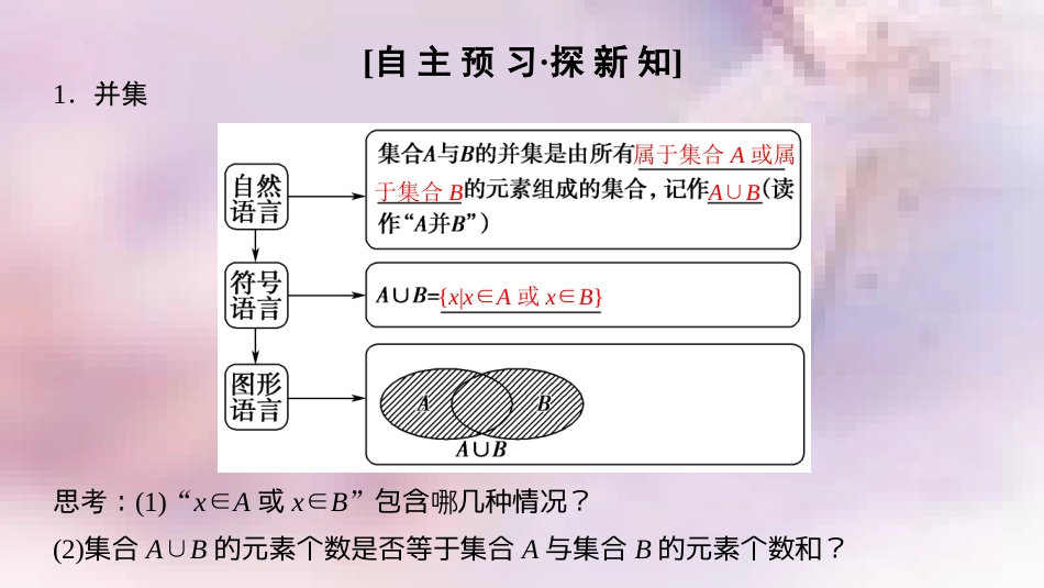 高中数学 第一章 集合与函数概念 1.1 集合 1.1.3 集合的基本运算 第1课时 并集、交集及其应用课件 新人教A版必修1_第3页