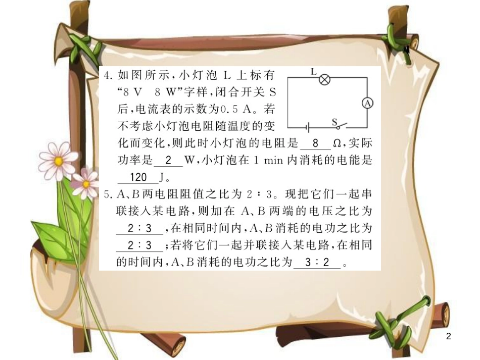 （贵州专用）九年级物理全册 第16章 电流做功与电功率进阶测评（七，16.1-16.2）课件 （新版）沪科版_第2页