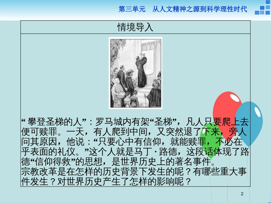 2017-2018学年高中历史 第三单元 从人文精神之源到科学理性时代 第13课 挑战教皇的权威课件 岳麓版必修3_第2页