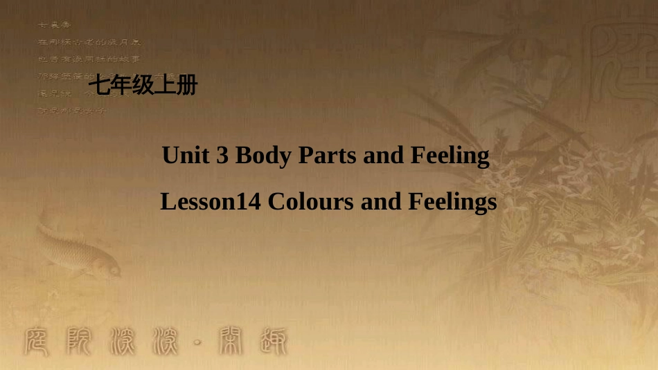 七年级英语上册 Unit 3 Body Parts and Feeling Lesson 14 Colours and Feelings课件 （新版）冀教版_第1页