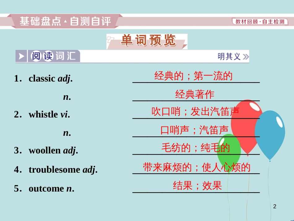 （浙江专版）高考英语一轮复习 第一部分 基础考点聚焦 Unit 4 Pygmalion课件 新人教版选修8_第2页