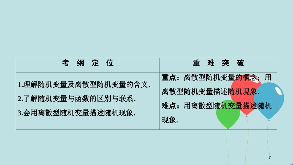 2017-2018学年高中数学 第二章 随机变量及其分布 2.1 离散型随机变量及其分布列 2.1.1 离散型随机变量课件 新人教A版选修2-3_第2页