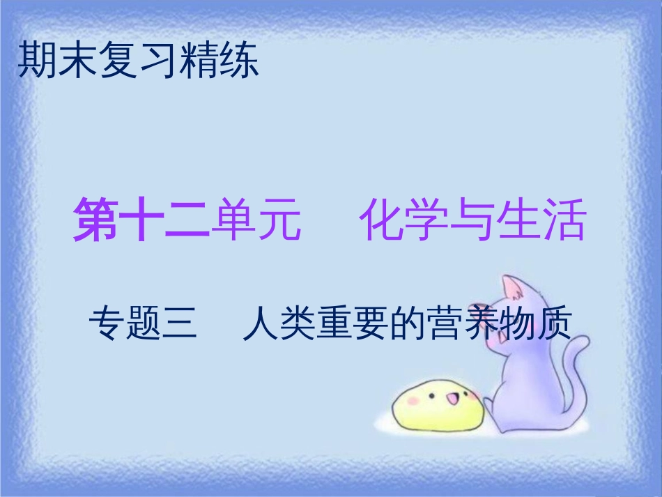 九年级化学下册 期末复习精炼 第十二单元 化学与生活 专题三 人类重要的营养物质课件 （新版）新人教版_第1页