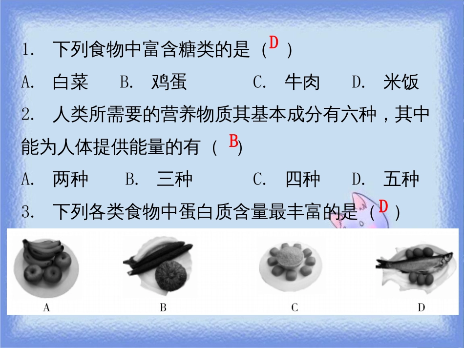 九年级化学下册 期末复习精炼 第十二单元 化学与生活 专题三 人类重要的营养物质课件 （新版）新人教版_第2页