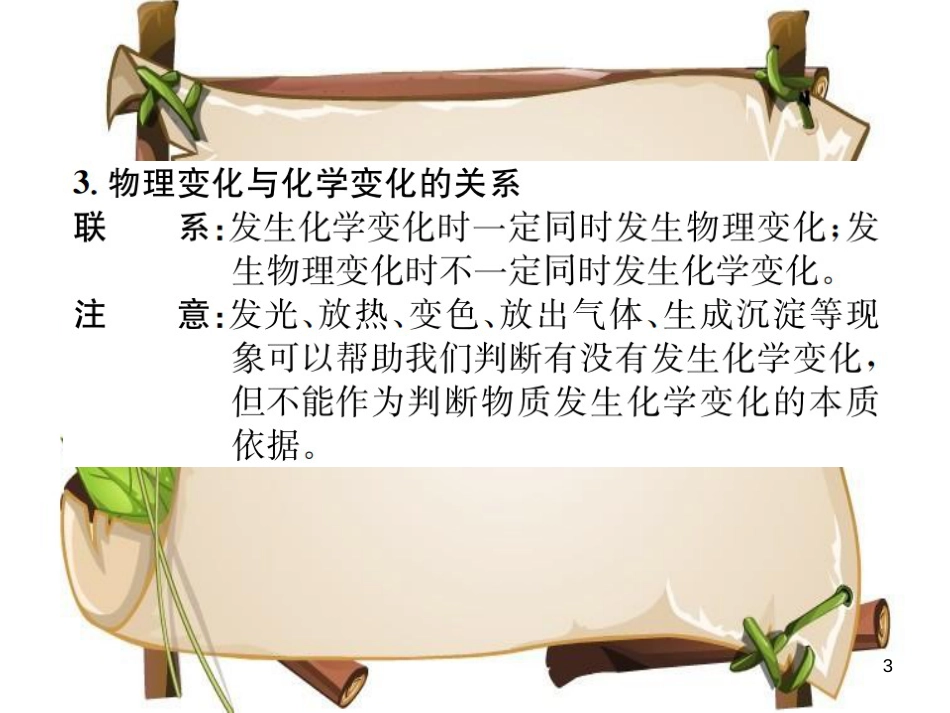 （河南专版）九年级化学上册 第一单元 走进化学世界 课题1 第1课时 化学变化和物理变化（增分课练）习题课件 （新版）新人教版_第3页