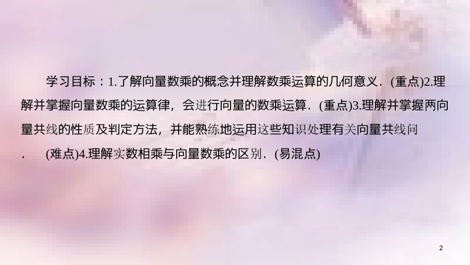 高中数学 第二章 平面向量 2.2 平面向量的线性运算 2.2.3 向量数乘运算及其几何意义课件 新人教A版必修4_第2页