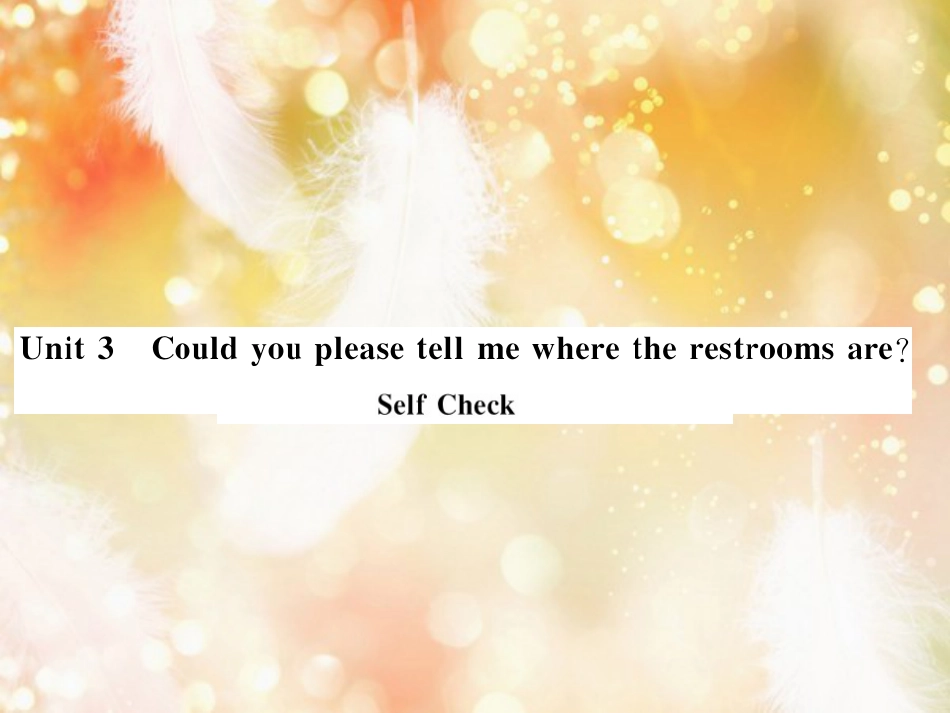 九年级英语全册 Unit 3 Could you please tell me where the restrooms are Self Check习题课件 （新版）人教新目标版_第1页