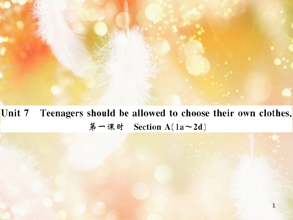 九年级英语全册 Unit 7 Teenagers should be allowed to choose their own clothes（第1课时）习题课件 （新版）人教新目标版_第1页