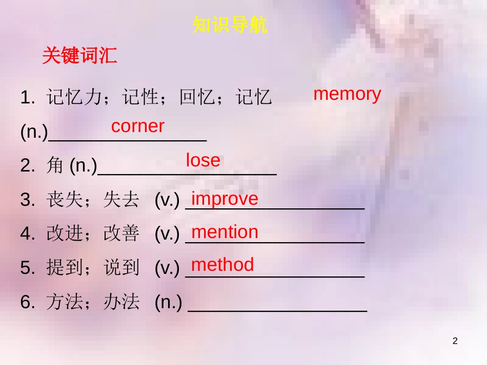 八年级英语上册 Module 4 School life Unit 7 Memory（内文）课件 牛津深圳版_第2页