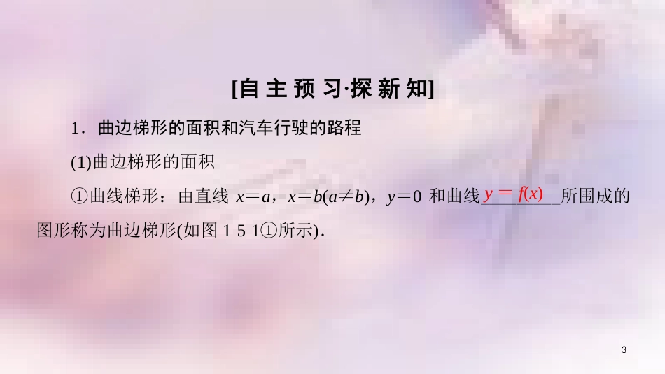 高中数学 第一章 导数及其应用 1.5 定积分的概念 1.5.1 曲边梯形的面积 1.5.2 汽车行驶的路程 1.5.3 定积分的概念课件 新人教A版选修2-2_第3页