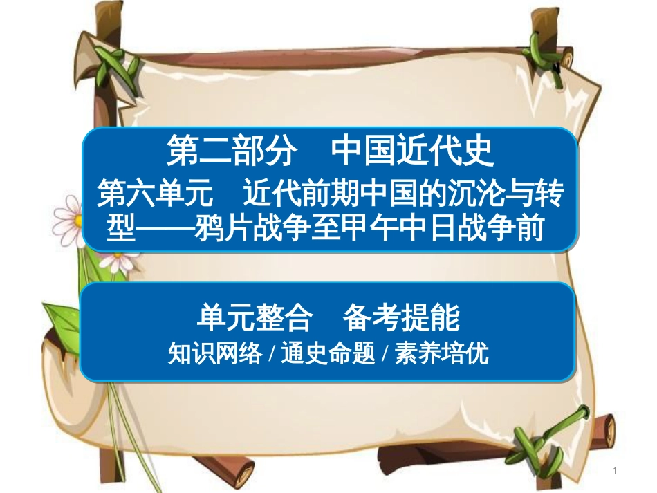 （通史版）高考历史一轮复习 第六单元 近代前期中国的沉沦与转型——鸦片战争至甲午中日战争前单元整合课件_第1页