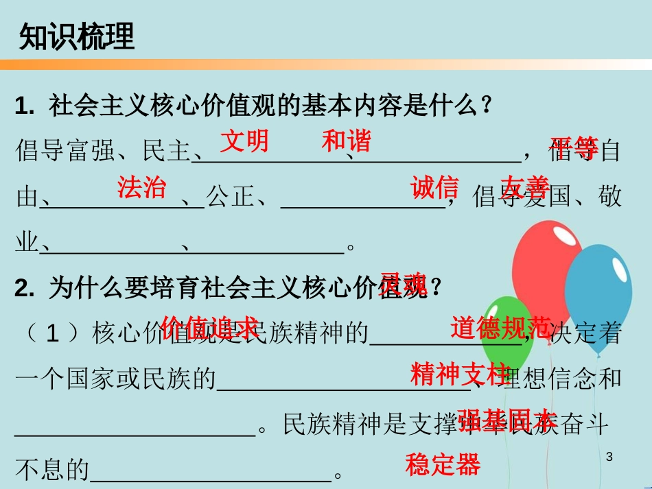 九年级道德与法治上册 第4单元 熔铸民族魂魄 第9课 凝聚民族之魂 第1站 培育社会主义核心价值观课件 北师大版_第3页