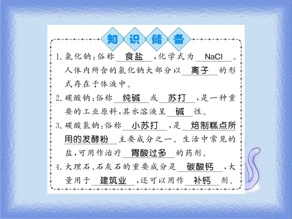 九年级化学下册 第7章 应用广泛的酸、碱、盐 第3节 几种重要的盐（第2课时）几种常见的盐习题课件 沪教版_第2页