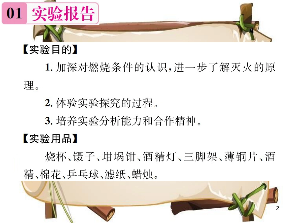 （河南专版）九年级化学上册 第七单元 燃料及其利用 实验活动3 燃烧的条件（增分课练）习题课件 （新版）新人教版_第2页