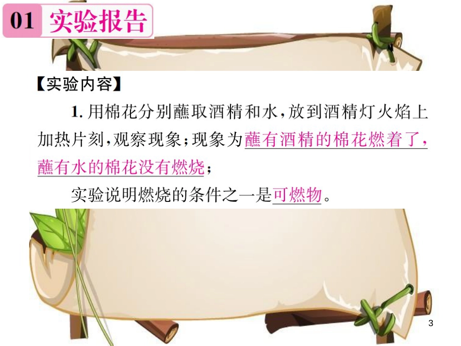 （河南专版）九年级化学上册 第七单元 燃料及其利用 实验活动3 燃烧的条件（增分课练）习题课件 （新版）新人教版_第3页