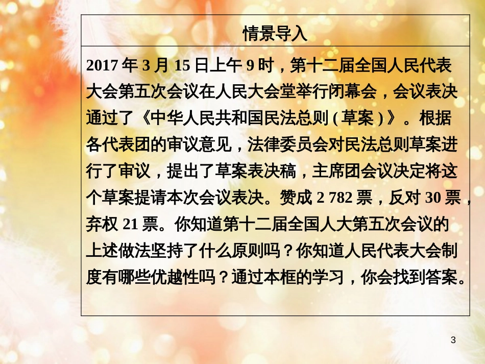 高中政治 第3单元 发展社会主义民主政治 第五课 第二框 人民代表大会制度：我国的根本政治制度课件 新人教版必修2_第3页