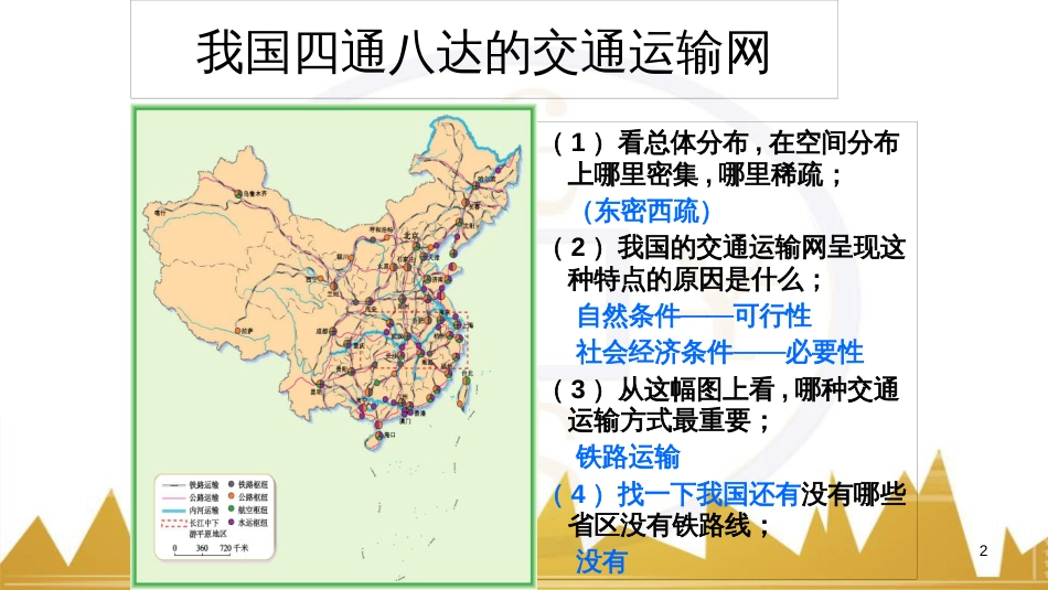 jxxAAA八年级地理上册 第四章 第一节 交通运输（第2课时 我国铁路干线的分布）课件 （新版）新人教版_第2页