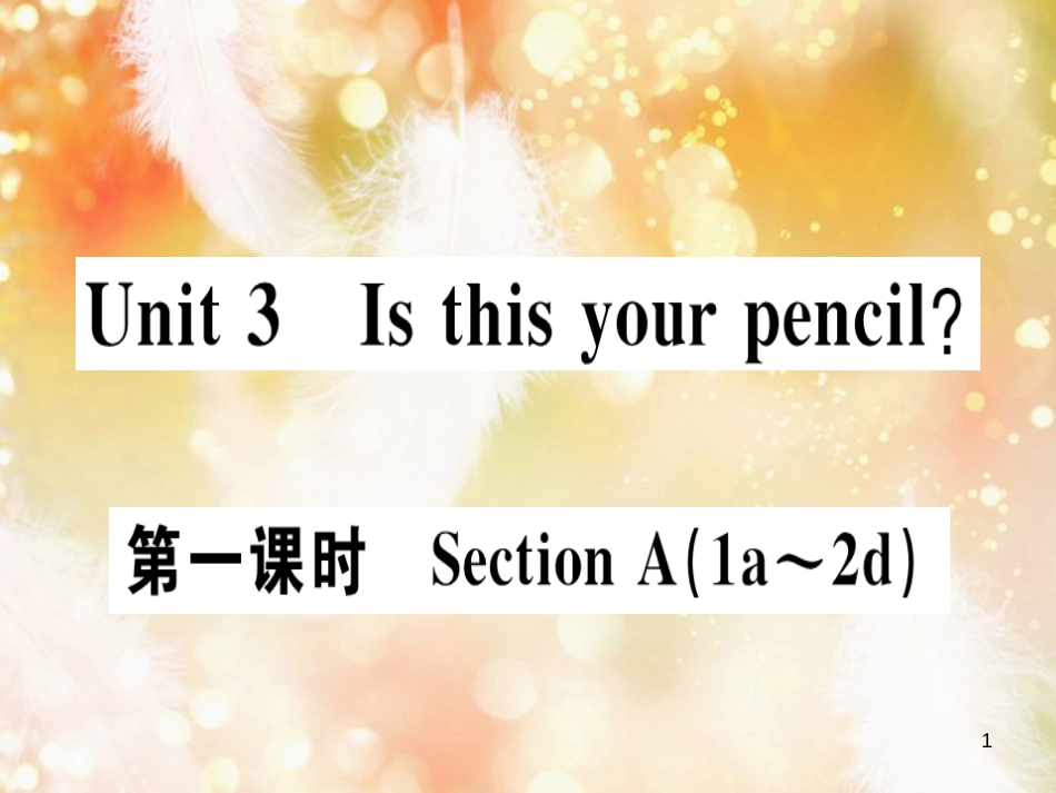 七年级英语上册 Unit 3 Is this your pencil（第1课时）习题课件 （新版）人教新目标版_第1页