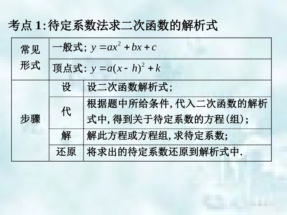 中考数学总复习 第二部分 统计与概率 第3单元 函数及其图象 第17课时 二次函数图象与性质（2）优质课件 新人教版_第2页