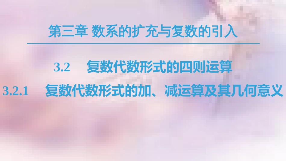 高中数学 第3章 数系的扩充与复数的引入 3.2 复数代数形式的四则运算 3.2.1 复数代数形式的加、减运算及其几何意义课件 新人教A版选修1-2_第1页