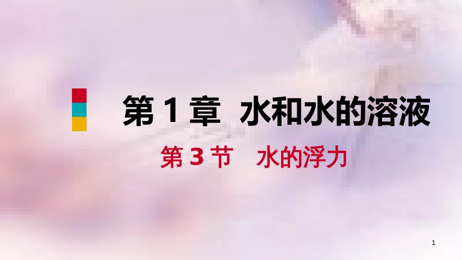 八年级科学上册 第1章 水和水的溶液 1.3 水的浮力 1.3.1 浮力 阿基米德原理练习课件 （新版）浙教版_第1页