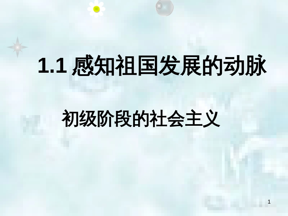 九年级道德与法治上册 第一单元 认识国情 爱我中华 1.1 感知祖国发展的脉动 第2框《初级阶段的社会主义》优质课件 粤教版_第1页