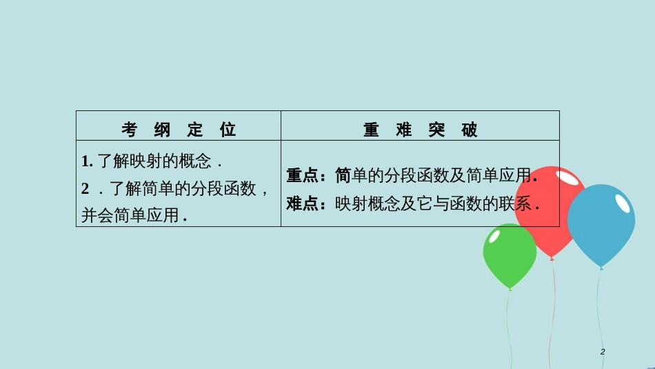 高中数学 第一章 集合与函数概念 1.2 函数及其表示 1.2.2 第2课时 分段函数及映射课件 新人教A版必修1_第2页