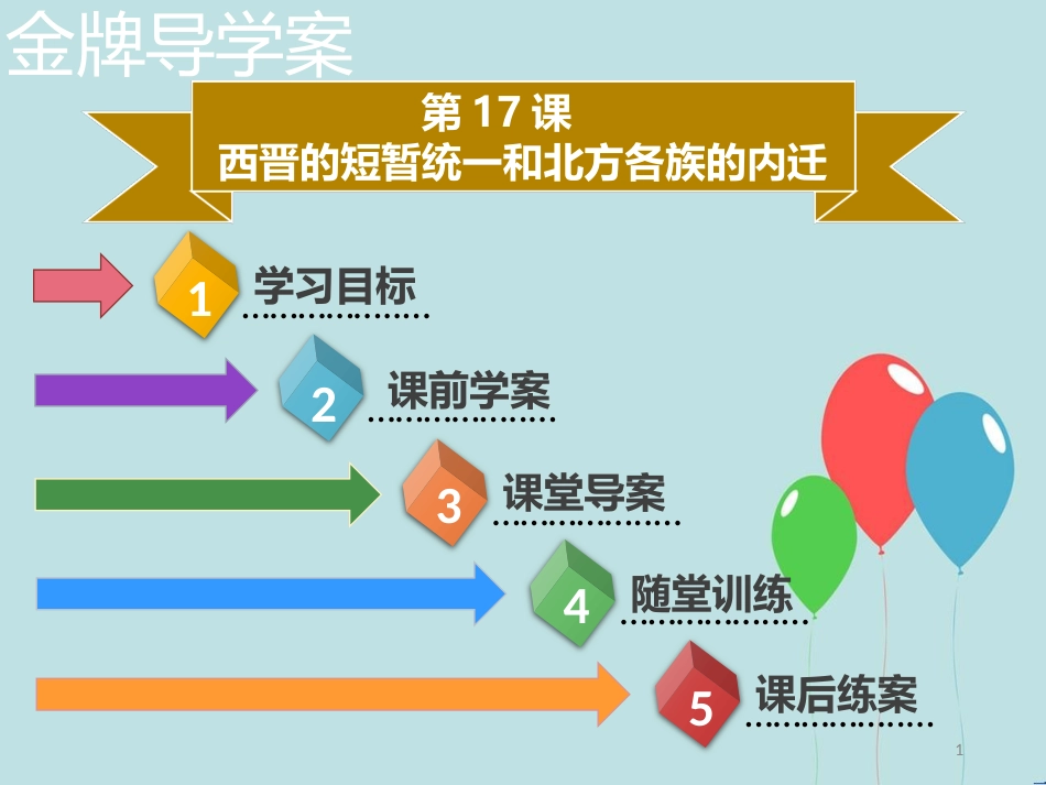 【名师导学】七年级历史上册 第四单元 三国两晋南北朝时期：政权分立与民族交融 第17课 西晋的短暂统一和北方各族的内迁同步课件（含新题） 新人教版_第1页