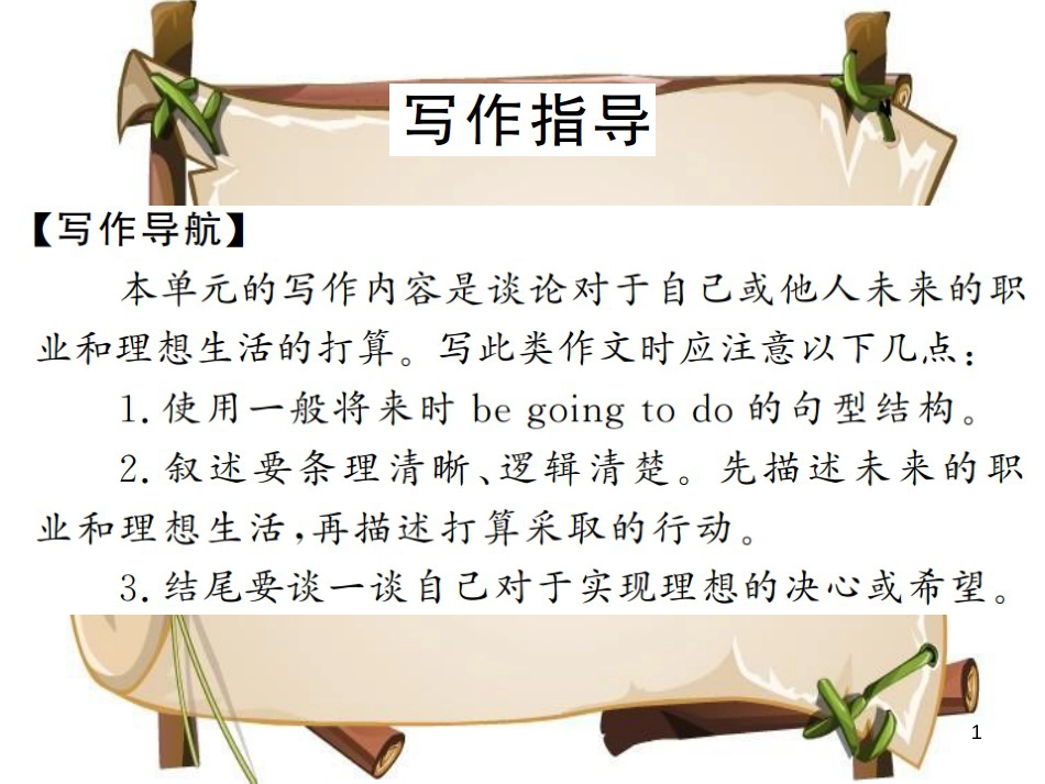 （河南专用）八年级英语上册 Unit 6 I’m going to study computer science写作小专题习题课件 （新版）人教新目标版_第1页