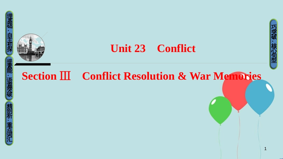 高中英语 Unit 23 Conflict Section Ⅲ Conflict Resolution & War Memories课件 北师大版选修8_第1页