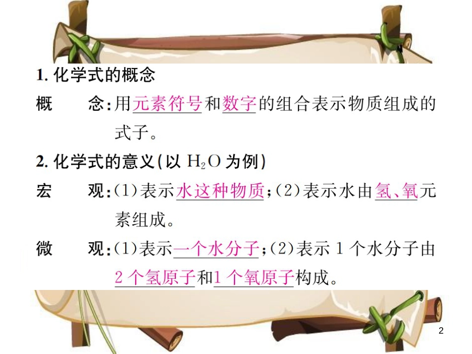 （河南专版）九年级化学上册 第四单元 自然界的水 课题4 第1课时 化学式与化合价（增分课练）习题课件 （新版）新人教版_第2页