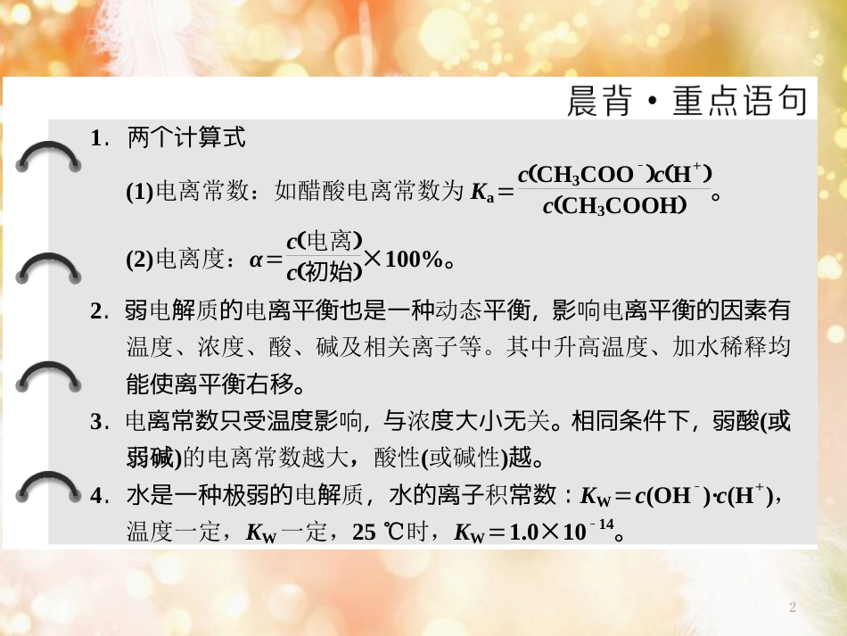 高中化学 专题3 溶液中的离子反应 第一单元 第二课时 弱电解质的电离平衡 常见的弱电解质课件 苏教版选修4_第2页