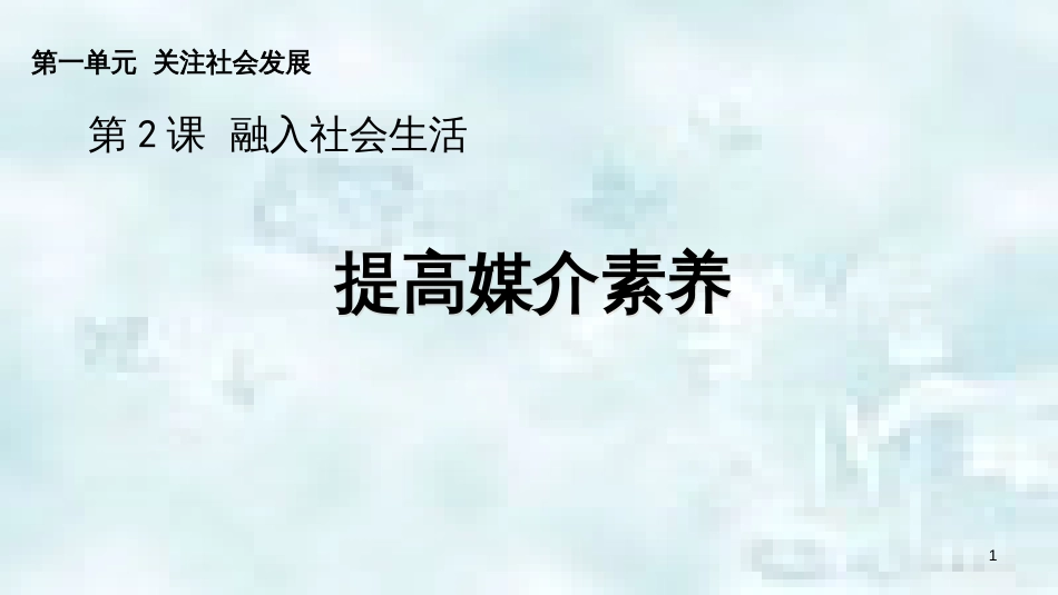 九年级道德与法治上册 第一单元 关注社会发展 第2课 融入社会生活 第二框 提高媒介素养优质课件 苏教版_第1页