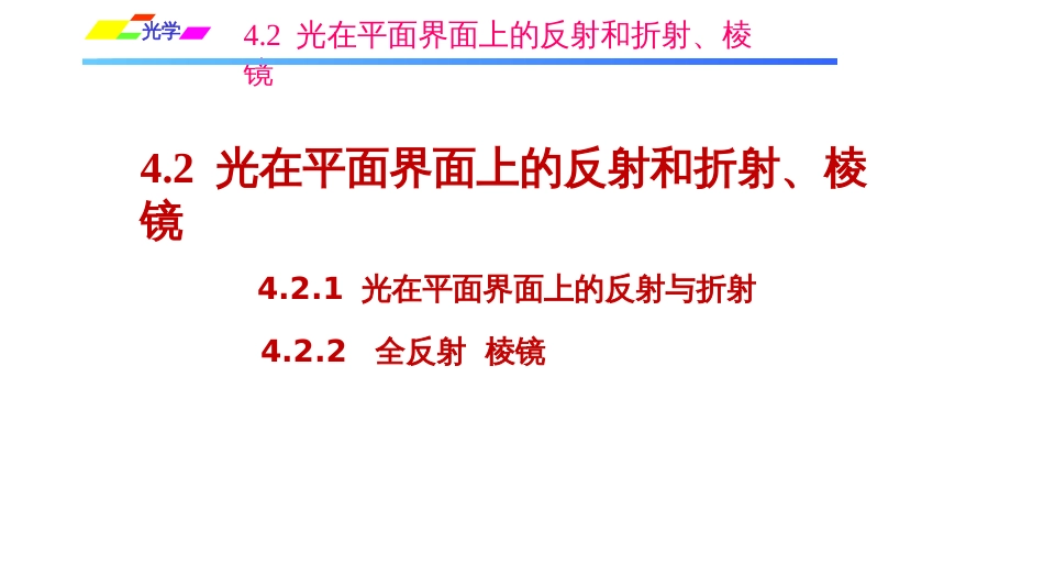 (1.2.8)--4.2.1光在平面界面上的反射与折射_第1页