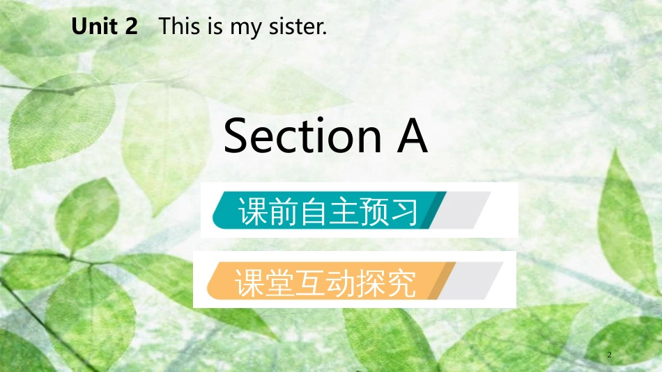 七年级英语上册 Unit 2 This is my sister Section A优质课件 （新版）人教新目标版_第2页