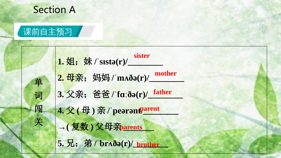 七年级英语上册 Unit 2 This is my sister Section A优质课件 （新版）人教新目标版_第3页