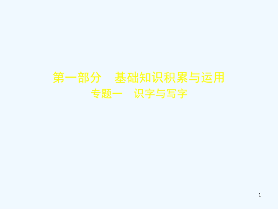 中考语文总复习 第一部分 基础知识积累与运用 专题一 识字与写字（试题部分）优质课件_第1页