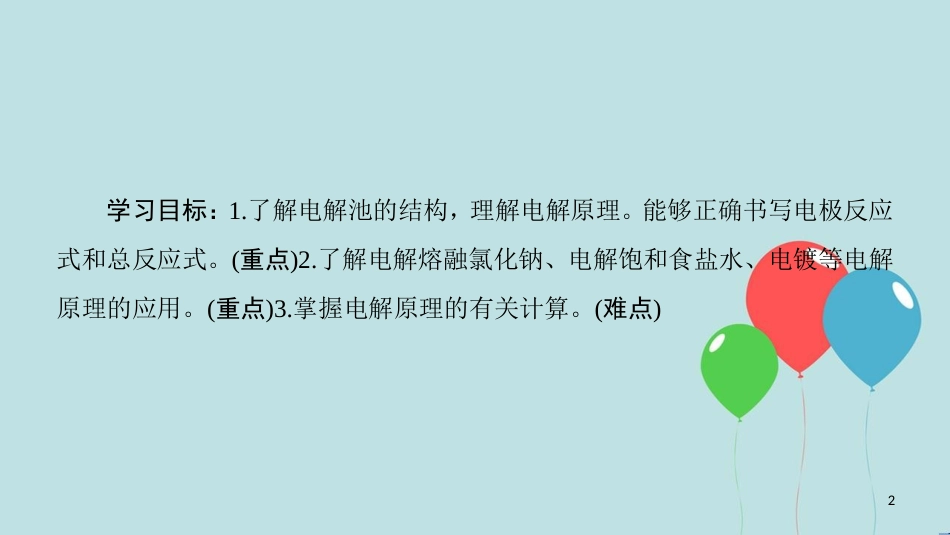 高中化学 专题1 化学反应与能量变化 第二单元 化学能与电能的转化 第3课时 电解池的工作原理及应用课件 苏教版选修4_第2页