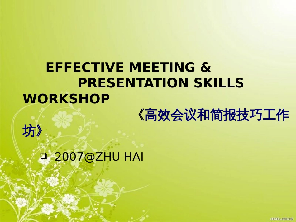 高效会议和简报技巧工作坊(ppt 91页)_第1页