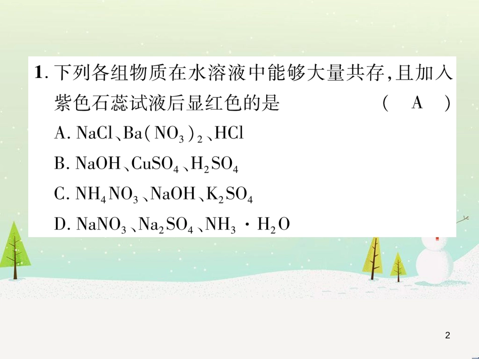 中考化学毕业总复习 第2编 重点专题突破篇 专题突破1 共存问题课件 (1)_第2页