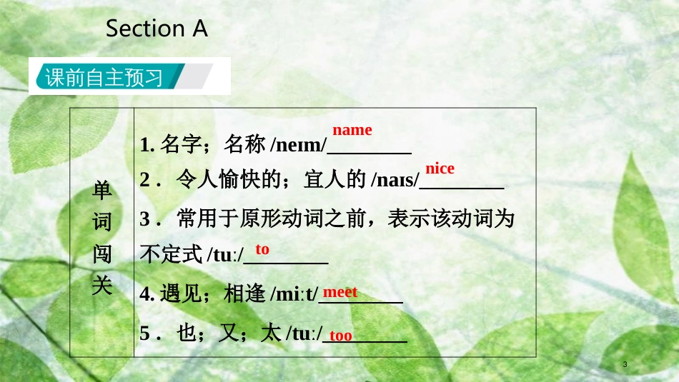 七年级英语上册 Unit 1 My name’s Gina Section A优质课件 （新版）人教新目标版_第3页